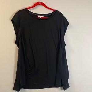 DR2 by Daniel Rainn - Black Ladder Trim Short Sleeve Chiffon Blouse - 3X